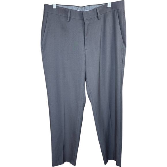 Haggar Men’s Gray Dress Pants 32x29 Flat Front Polyester Blend Work Office - Picture 1 of 13